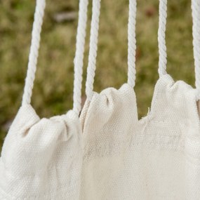 Outsunny Fotoliu suspendat exterior scaun-hamac cu 2 perne, interior și exterior, din țesătură bumbac amestec, crem | Aosom Romania