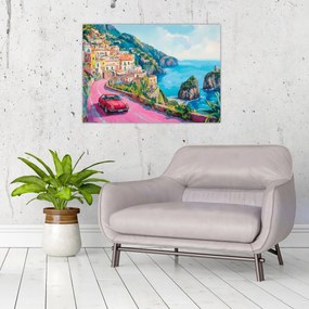Tablou - Drum roz pe coastă (70x50 cm)