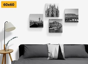 Set tablouri orașe istorice în design alb-negru