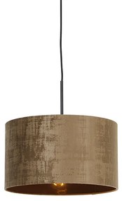 Lampă modernă suspendată neagră cu abajur maro 35 cm - Combi