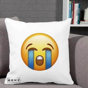 Perna Decorativa Emoji Plange, 40x40 cm, Alba Mata, Husa Detasabila, Perna Inclusa, BEKZ®