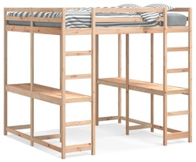 3284230 vidaXL Cadru pat supraetajat cu birou/scară, 180x200 cm, lemn pin