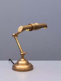 Lampă de birou din alamă antichizată, cu braț articulat, finisaj vintage, 51×30 cm, „Banco"