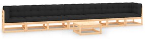 Set mobilier de gradina perne antracit 8 piese lemn masiv pin Maro si negru, 1, Da