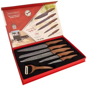 Set Cutite si curatator legume, 6 piese acoperite cu strat marmorat Royalty Line Rl ST5W