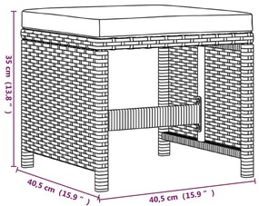 Set mobilier de gradina cu perne, 19 piese, negru, poliratan Negru si alb crem, 4x suport pentru picioare + 14x fotoliu + masa, 1