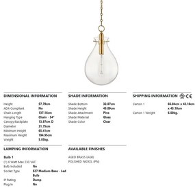 Pendul LUX design minimalist IVY medium, alama antichizata