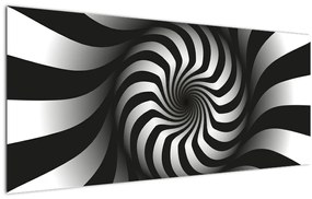 Tablou abstract cu spirala alb neagră (120x50 cm)