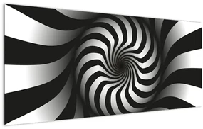 Tablou abstract cu spirala alb neagră (120x50 cm)