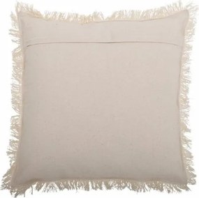 Pernă decorativa din bumbac cu broderie cu motive florale si franjuri, "Pogni"
