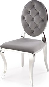 Scaun cromat K555, gri/argintiu, stofa catifelata/metal, 48x52x96 cm