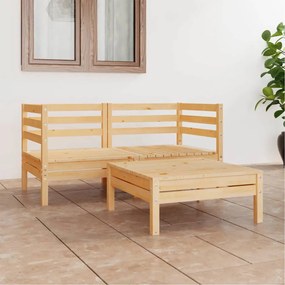 Set mobilier de gradina, 3 piese, lemn masiv de pin Maro, 1