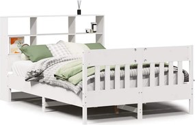 vidaXL Cadru de pat fără saltea, alb, 120x200 cm, lemn masiv pin