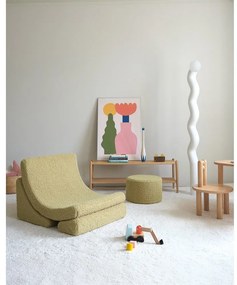 Puf de copii verde cu tapițerie din țesătură bouclé – Wigiwama