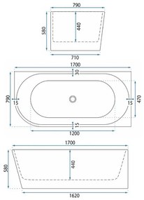 Cada de colt acrilica Bellanto Slim 170 Dreapta