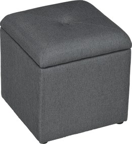 HOMCOM Bancă cu Spațiu de Depozitare Tip Ottoman, Tapițată cu Țesătură Respirabilă, 39x39x39 cm, Gri | Aosom Romania