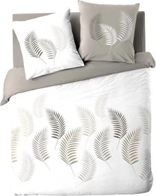 Lenjerie de pat albă-taupe din bumbac pentru pat dublu, extinsă 240x220 cm Goyave – douceur d'intérieur