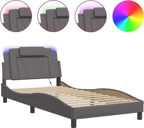vidaXL Cadru de pat, Viana, cu LED fără saltea, gri, 100x200 cm