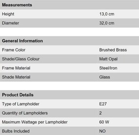 Plafoniera diametru 32cm, Rima shiny brass NU 9-310/32 MS OR