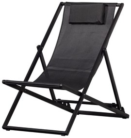 Șezlong de grădină negru din metal pliabil Esper – Exotan