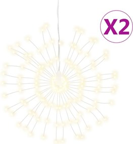vidaXL Lumini stelare de Crăciun 140 LED-uri, 2 buc., alb cald, 17 cm