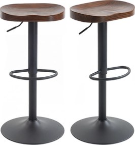 HOMCOM Set 2 scaune bar, scaune rotative reglabile cu șezut din lemn de ulm în maro închis | Aosom Romania