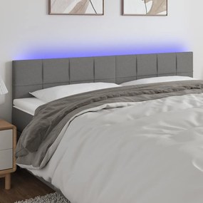 3121635 vidaXL Tăblie de pat cu LED, gri închis, 200x5x78/88 cm, textil