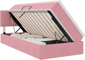vidaXL Pat cu storage cu saltea cu headboard Roz 90 x 190 cm Catifea