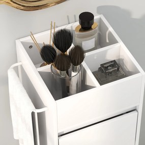 HOMCOM Mobilier de depozitare pentru baie cu 4 compartimente, 3 sertare și suport pentru prosoape, dim. 35 x 30 x 90 cm, alb | Aosom Romania