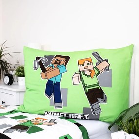 Lenjerie de pat pentru copii din microfibră pentru pat de o persoană 140x200 cm Minecraft – Jerry Fabrics