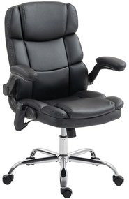 HOMCOM Scaun de Birou Masant Vibrant la 4 Puncte cu Funcție de Dondolo și Încălzire, Scaun de Birou, Scaun pentru Birou în Piele PU cu Brațe Pliabile și Înălțime Reglabilă, Negru | Aosom Romania