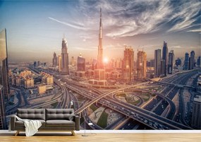 Tapet Premium Canvas - Zgarie norii din Dubai la apus