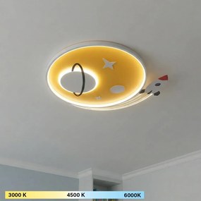 Brilagi -LED Plafonieră pentru copii STARSHIP LED/64W/230V 3000/4500/6000K galbenă