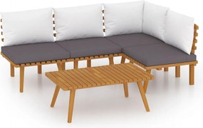 vidaXL Set mobilier de grădină cu perne, 5 piese, lemn masiv acacia