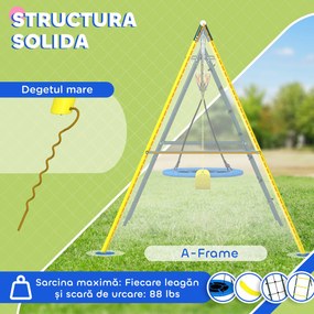 Outsunny Set de Leagan pentru Copii 4 in 1 cu Leagan cu Farfurie | Aosom Romania