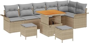vidaXL Set de canapele pentru grădină 9 pcs Beige și gri deschis