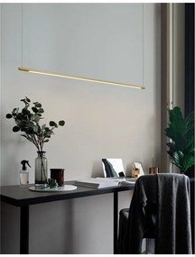 Lustra LED suspendata design liniar ELETTRA auriu, L-120cm