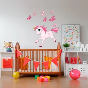 Autocolant de perete Ambiance Unicorn and Papillons