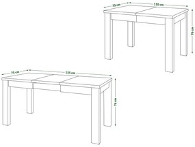 Mazzoni FONTE Stejar Sonoma / Alb Mat - MASĂ CLASICĂ DE BUCĂTĂRIE/LIVING EXTENSIBILĂ PÂNĂ LA 130 sau 155 cm!