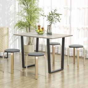 HOMCOM Set de 4 taburete empilabile rotunde fără spătar cu asise remberate, 40 x 40 x 45 cm, gri | Aosom Romania