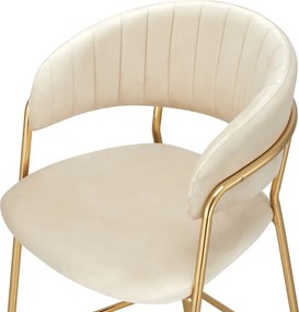 Scaun de bar de design, ţesătură bej Velvet/gold crom auriu, DASMIN TIP 2