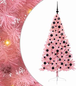 vidaXL Pom de Crăciun artificial pre-iluminat Roz 180 cm PVC