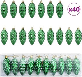 vidaXL Minge din con de brad de Crăciun 40 pcs Verde Plastic