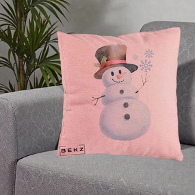 Perna Decorativa Om de Zapada cu Joben si Vasc, 40x40 cm, Roz, Husa Detasabila, Perna Inclusa, BEKZ®