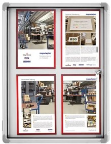 Vitrina informații interioare Magnetoplan 4 x A4 - magnetic, aluminiu