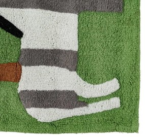 Covor tip traversă verde lavabil din bumbac 90x175 cm Animals – Ixia