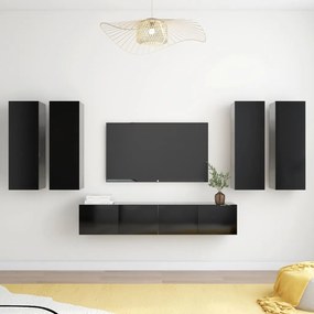 3078785 vidaXL Set dulapuri TV, 6 piese, negru, lemn prelucrat