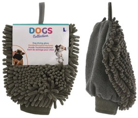 Mănușă din microfibră, pentru uscarea rapidă a câinelui, dogs collection, culoarea gri, 23x18 cm