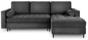 Colțar extensibil din catifea cu șezlong dreapta Milo Casa Santo, gri închis