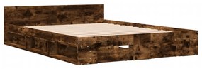 3280745 vidaXL Cadru pat cu sertare stejar fumuriu 150x200 cm lemn prelucrat